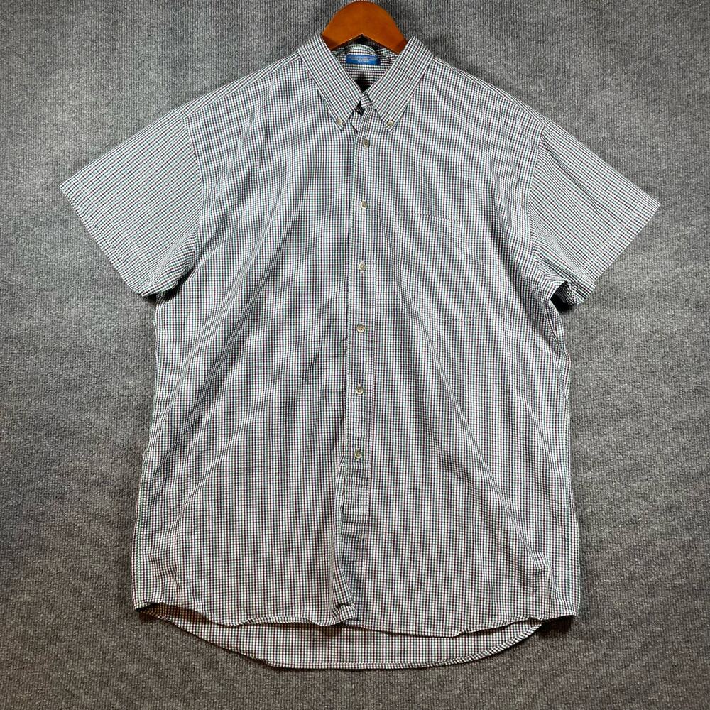 Pendleton Woolen Mills Button Down Shirt Men's Large Gingham Plaid Short Sleeve